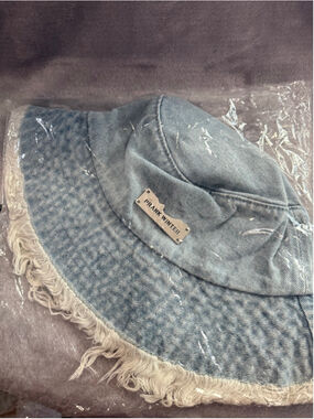 Women's PRANK WINTER Light Blue Denim Fringe Bucket Hat One Size